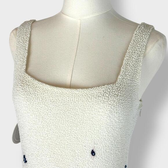 NWT STAUD Le Sable Blue Toile Crystal Beaded Embroidered Dress Small Designer - Picture 11 of 15